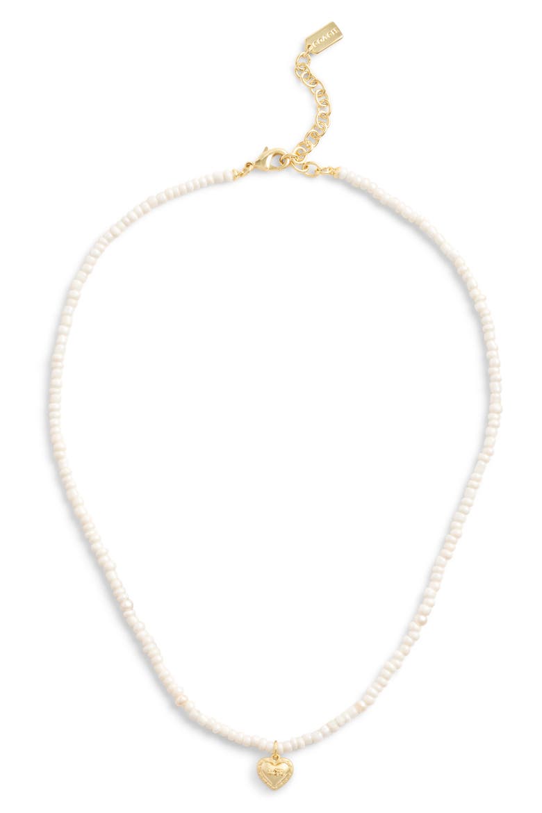 Heart Pendant Imitation Pearl Necklace, Main, color, PEARL/ GOLD