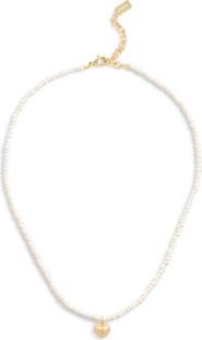 COACH Heart Pendant Imitation Pearl Necklace