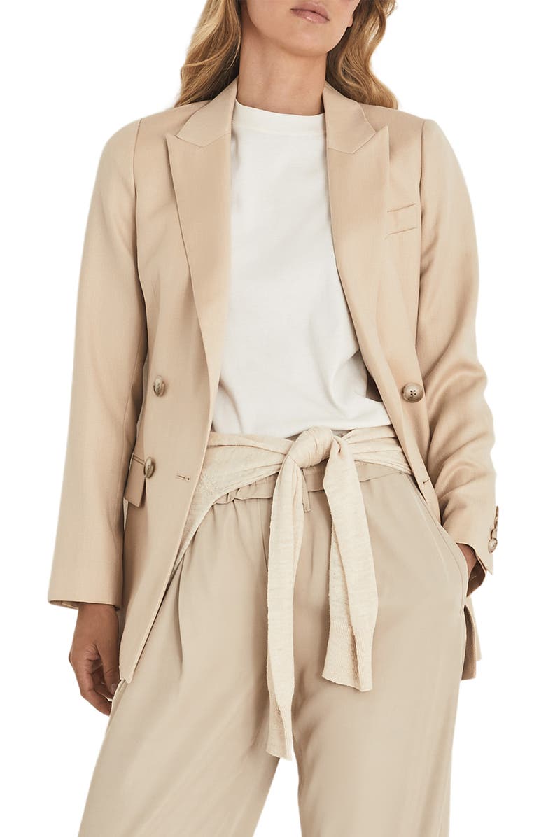 Reiss Aila Wool & Linen Blend Double Breasted Blazer, Main, color, 