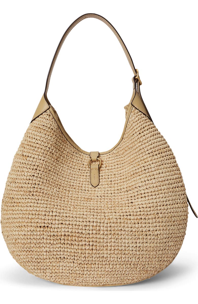 Polo Ralph Lauren Raffia Shoulder Bag, Alternate, color, Natural/ Cashmere