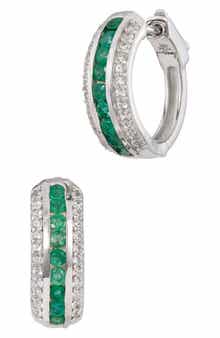 SAVVY CIE JEWELS Stone Hoop Earrings