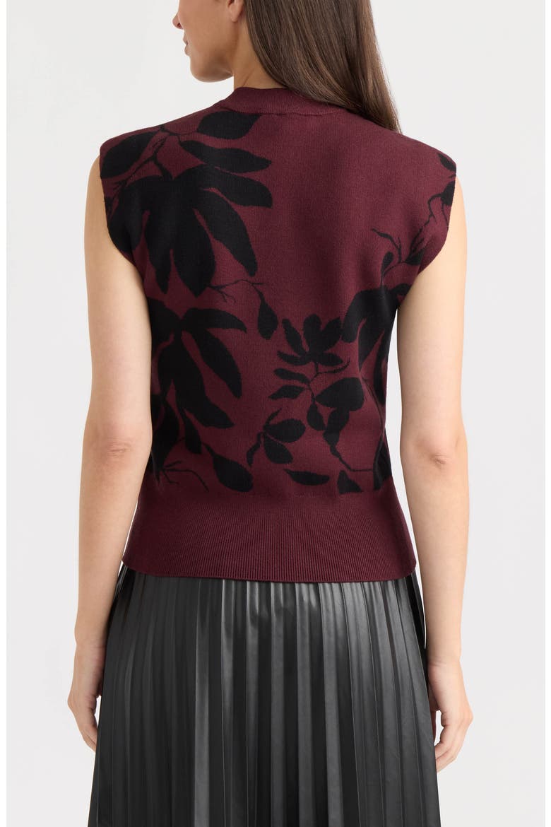 Floral Jacquard Sleeveless Sweater, Alternate, color, WINETASTING
