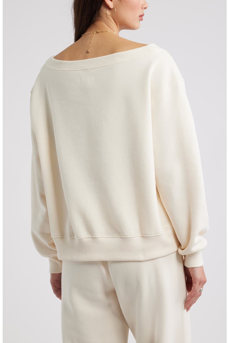 Off the Shoulder Fleece Sweatshirt, Alternate, color, IVORY ANTIQUE