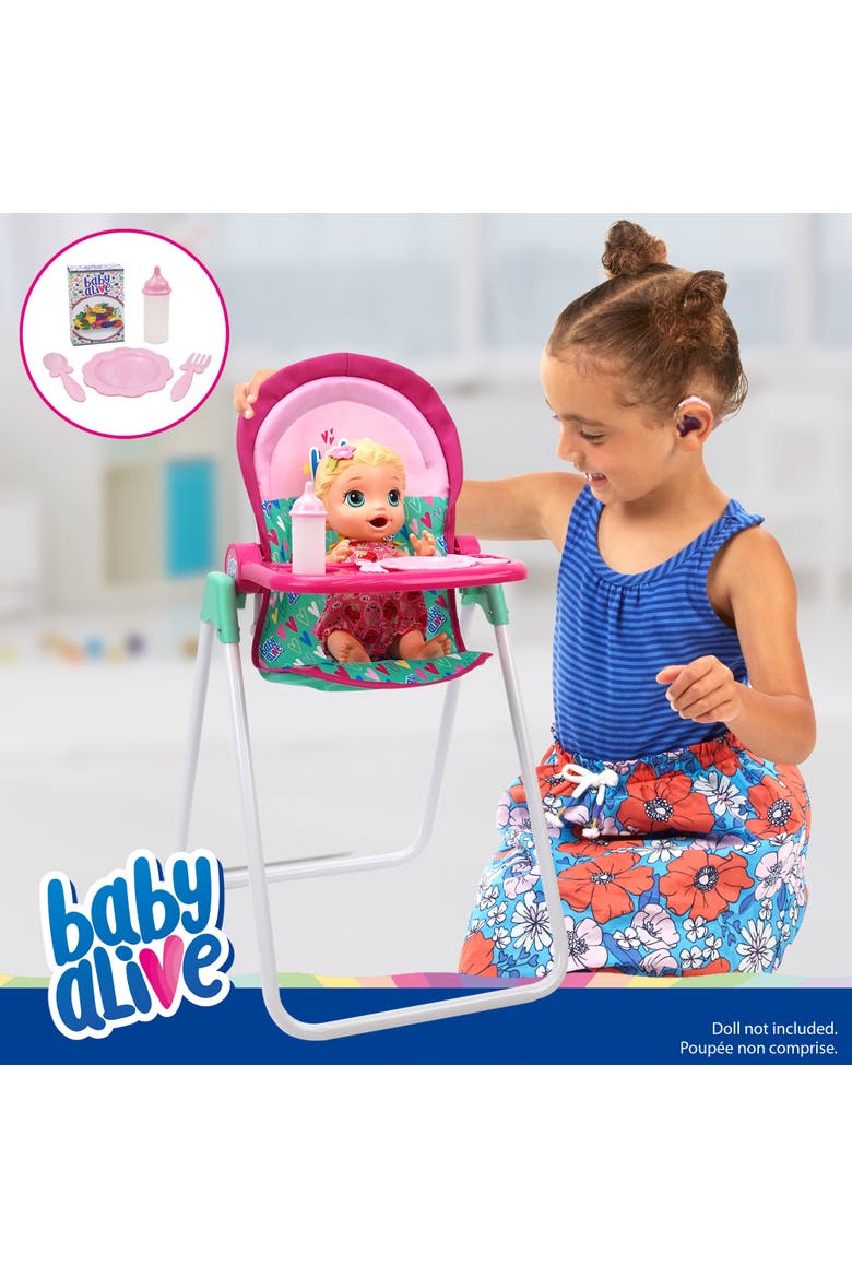 Doll Highchair Set Green, Alternate, color, Multicolored
