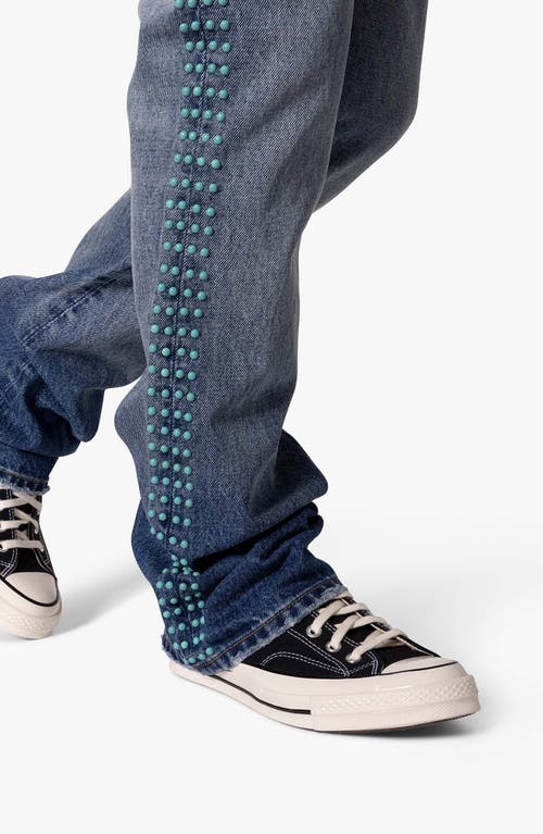 Mnml B697 Studded Flare Leg Jeans In Blue
