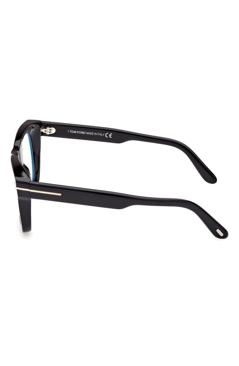 TOM FORD 48mm Square Blue Light Blocking Glasses, Alternate, color, Shiny Black