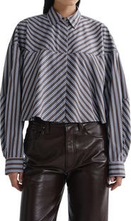 AGOLDE Agnes Striped Cropped Cotton Shirt