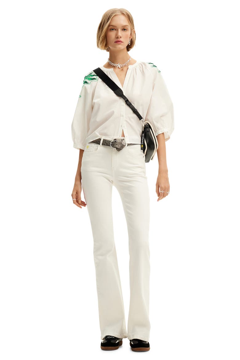 Blus Kitsy Beaded Button-Up Shirt, Alternate, color, WHITE