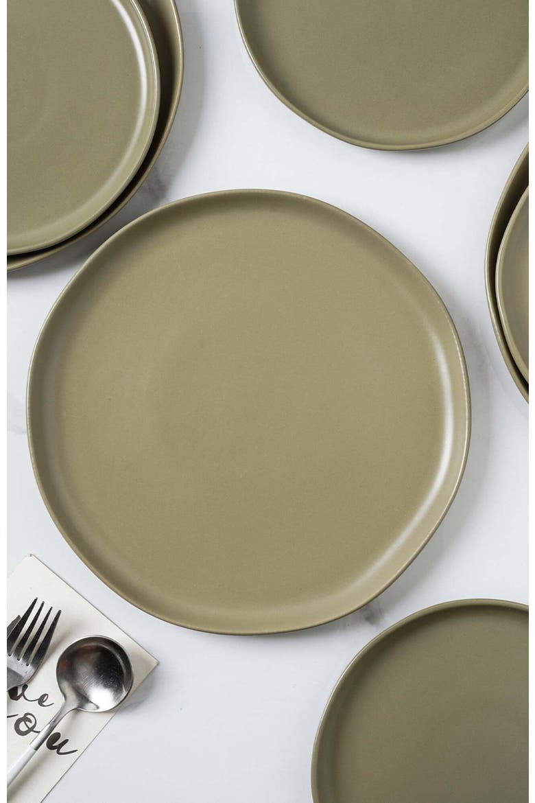 Tom Stoneware 4-Piece Dinner Plate Set, Alternate, color, Olive
