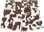 Tractr Kids' Cow Print Cutoff Denim Shorts