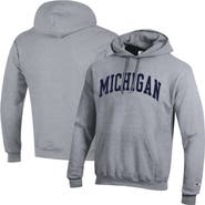 Champion Men's Champion  Heather Gray Michigan Wolverines Basic Arch Fleece Pullover Hoodie