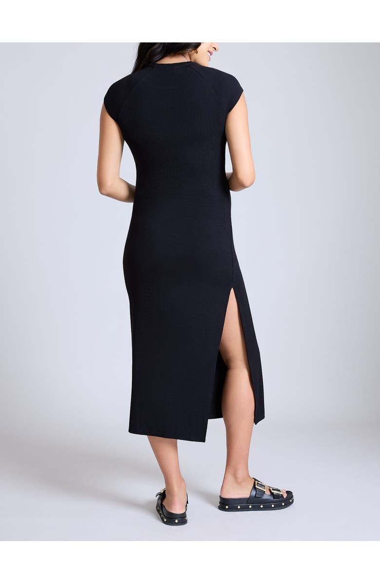 MOTHERHOOD MATERNITY Rib Knit Short Sleeve Raglan Midi Dress, Alternate, color, Black