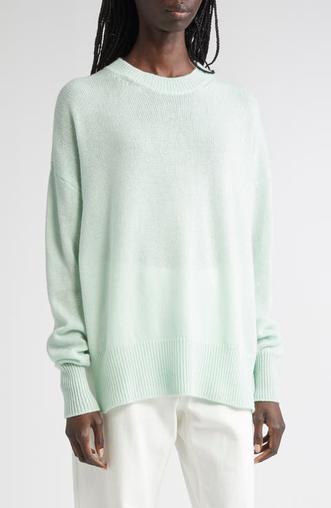 Jil Sander Long Sleeve Cashmere Crew Neck Sweater in Natural