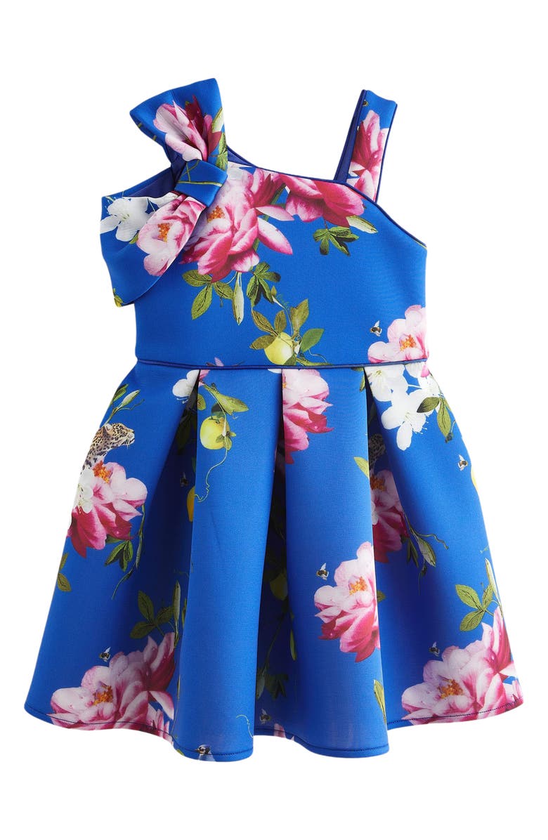 Baker by Ted Baker Kids' Floral Shoulder Bow Scuba Crepe Dress, Alternate, color,