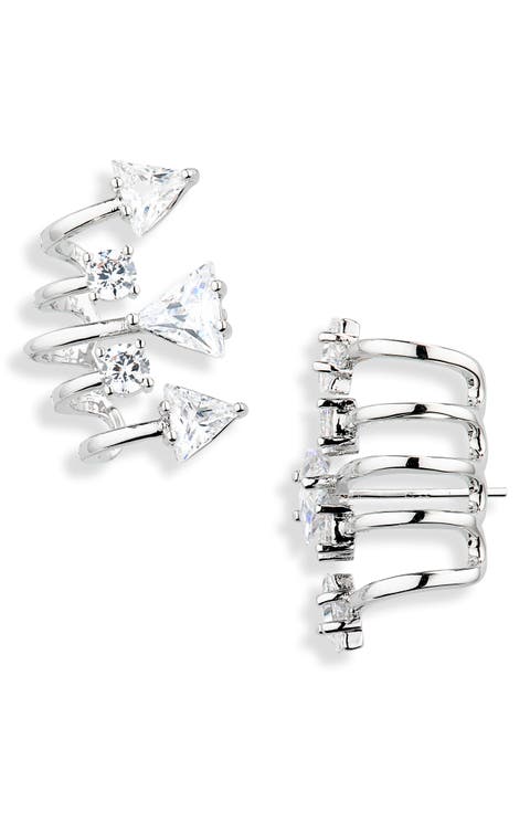 Geometric Cubic Zirconia Layered Earrings