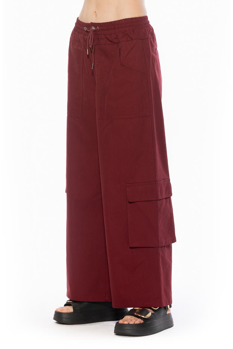 Evren Drawstring Waist Cargo Pants, Alternate, color, BURGUNDY