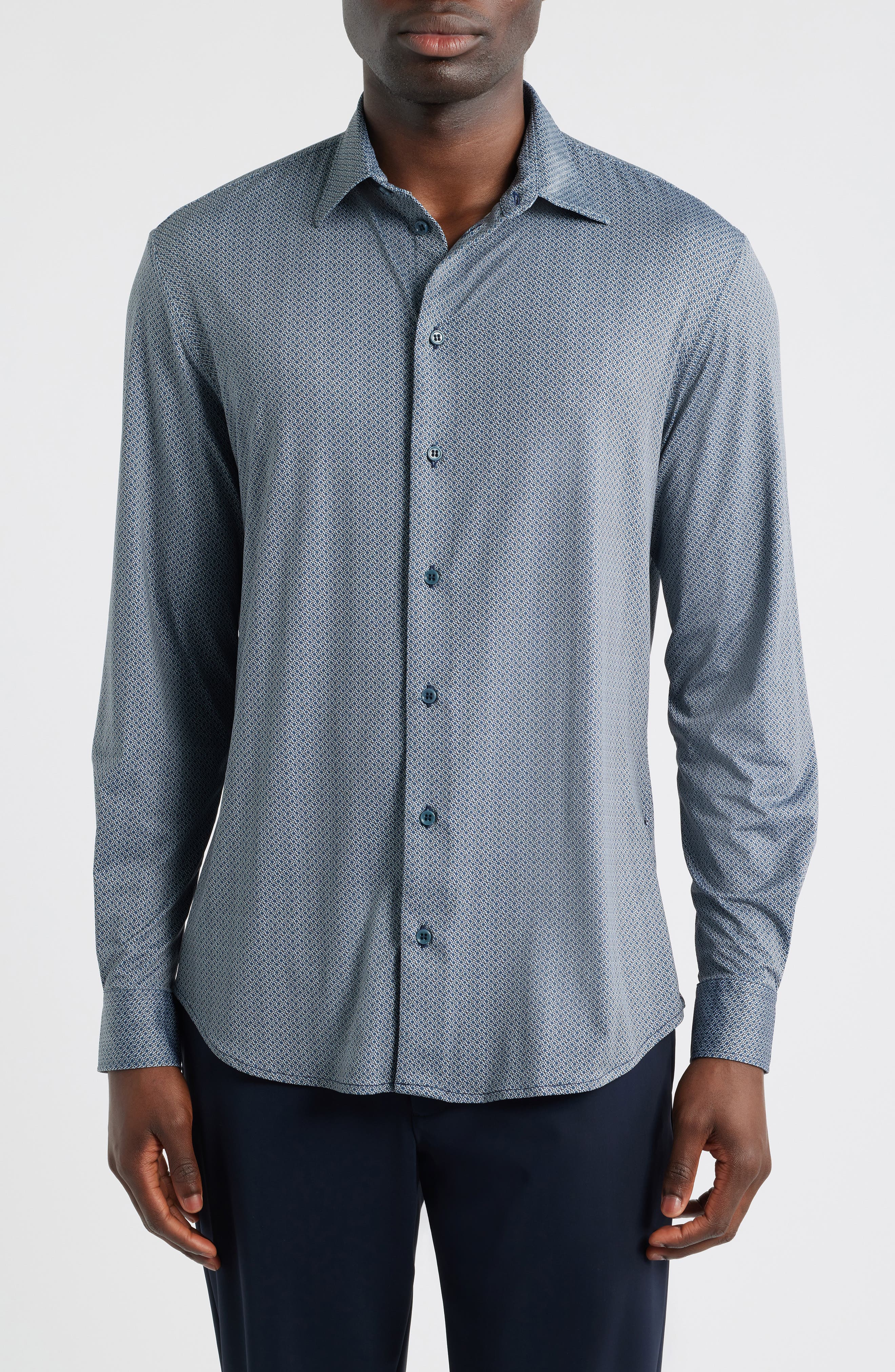 Emporio Armani Microprint Stretch Button-Up Shirt