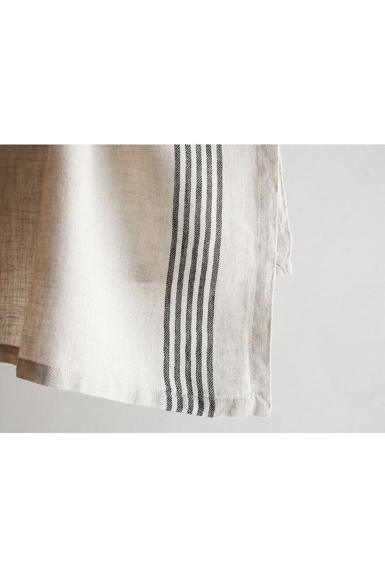 Striped Napkins, Black and Ivory, Alternate, color, Black