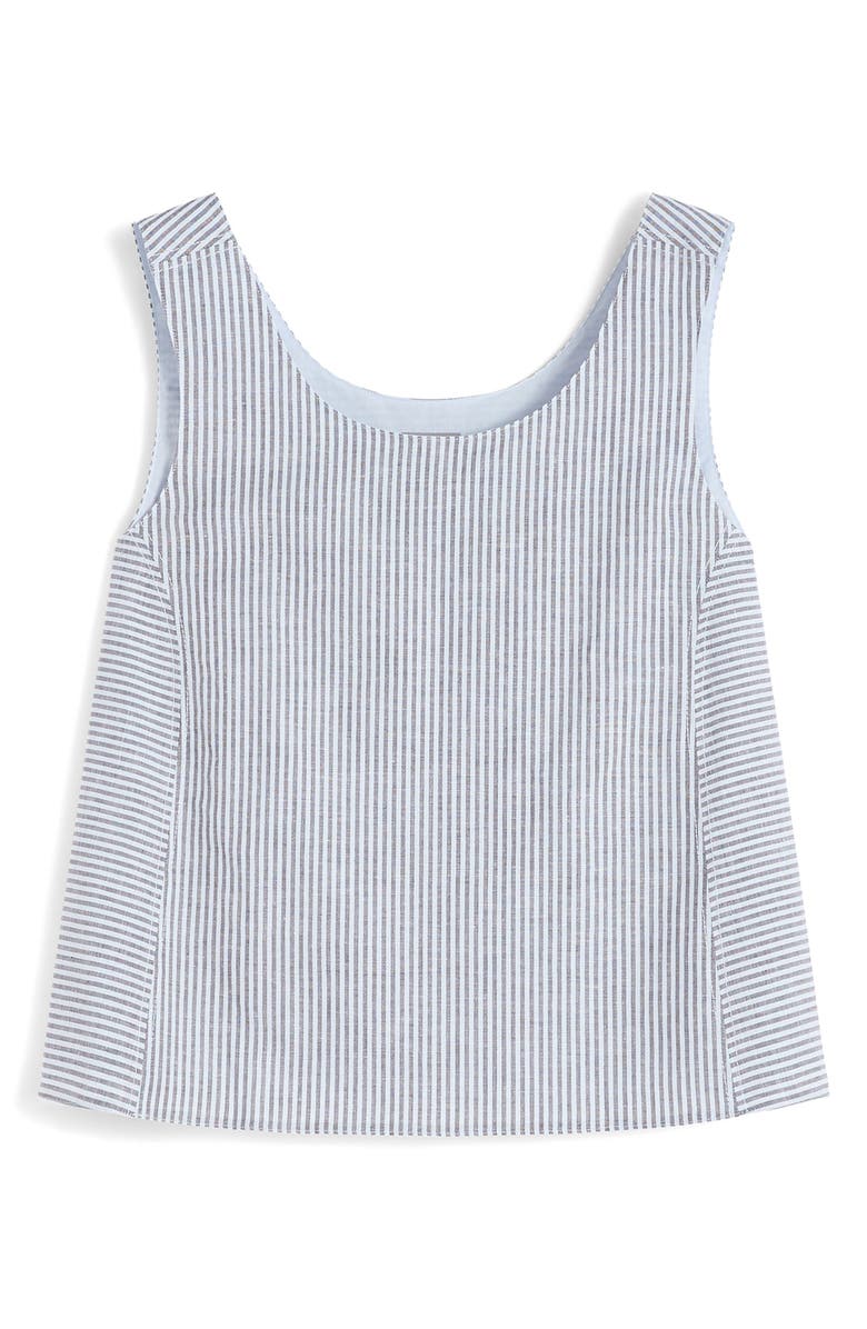 MM by Max Mara Stripe Linen Blend Tank, Alternate, color, Sky Blue