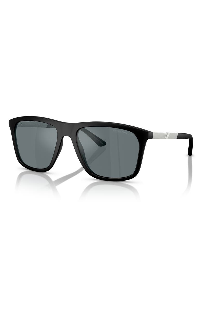 Emporio Armani 57mm Mirrored Square Sunglasses, Alternate, color, Black / Grey Mirror Black