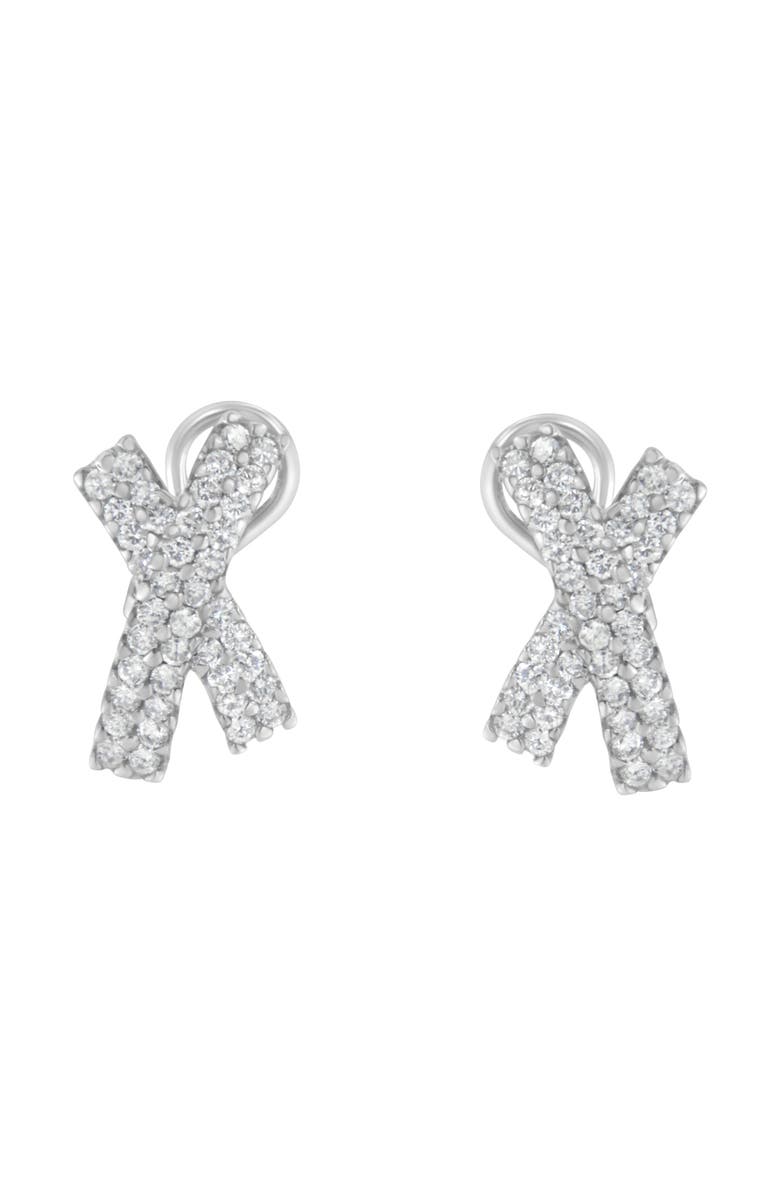 Haus of Brilliance 14K White Gold 2.0 Cttw Diamond Domed X Shaped Stud Earrings, Main, color, White