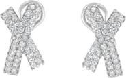 Haus of Brilliance 14K White Gold 2.0 Cttw Diamond Domed X Shaped Stud Earrings