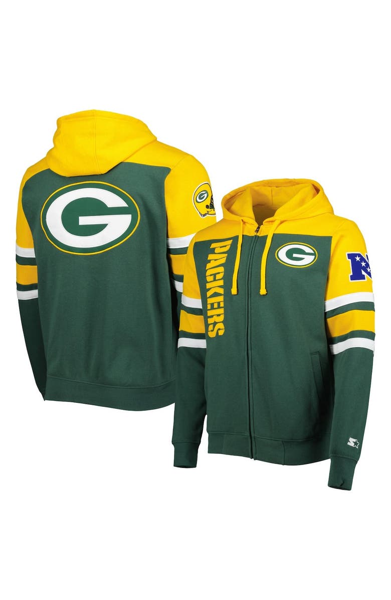 STARTER Men's Starter Green Green Bay Packers Extreme Full-Zip Hoodie Jacket, Main, color,