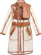 TOM FORD Glass Effect Belted Clear & Leather Trench Coat