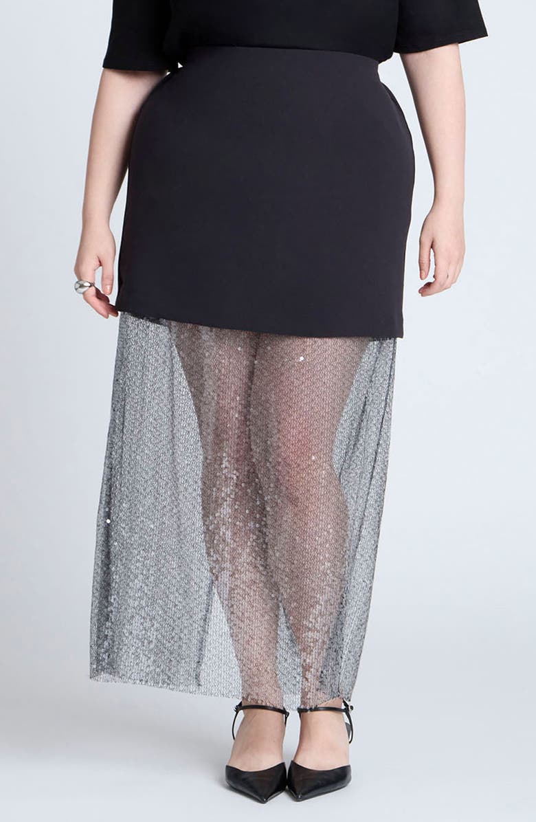 ELOQUII Semisheer Sequin Maxi Skirt, Alternate, color, 