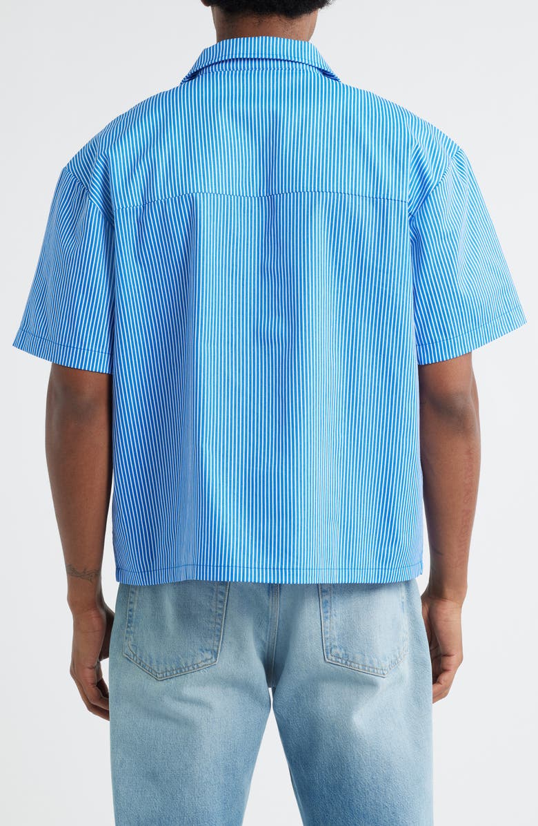 ICECREAM Decker Pinstripe Cotton Camp Shirt, Alternate, color, Victoria Blue