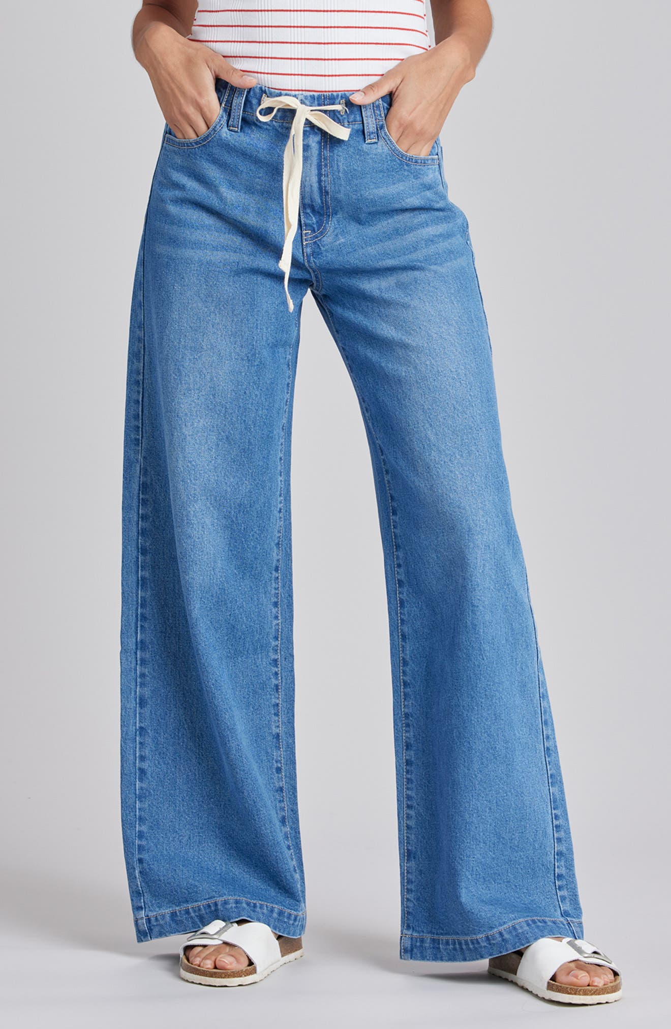 UNIONBAY Soleil Tie Waist Wide Leg Jeans