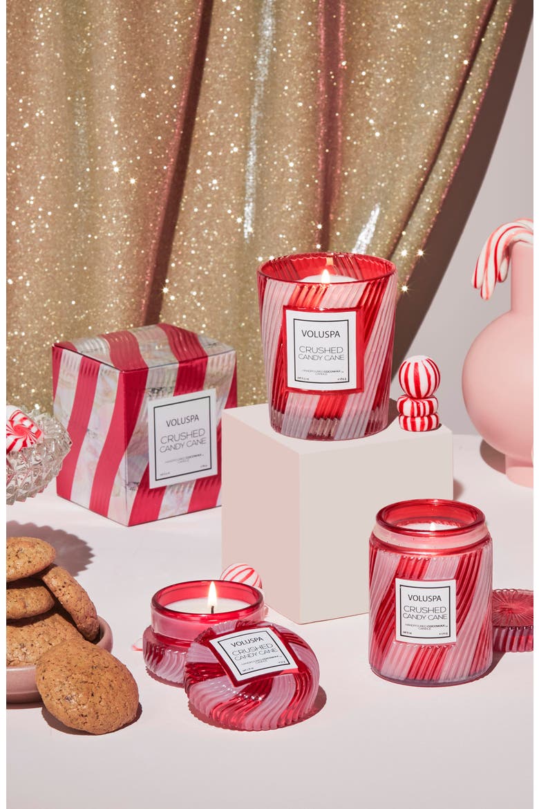 Crushed Candy Cane Boxed Classic Candle, Alternate, color, RED & WHITE