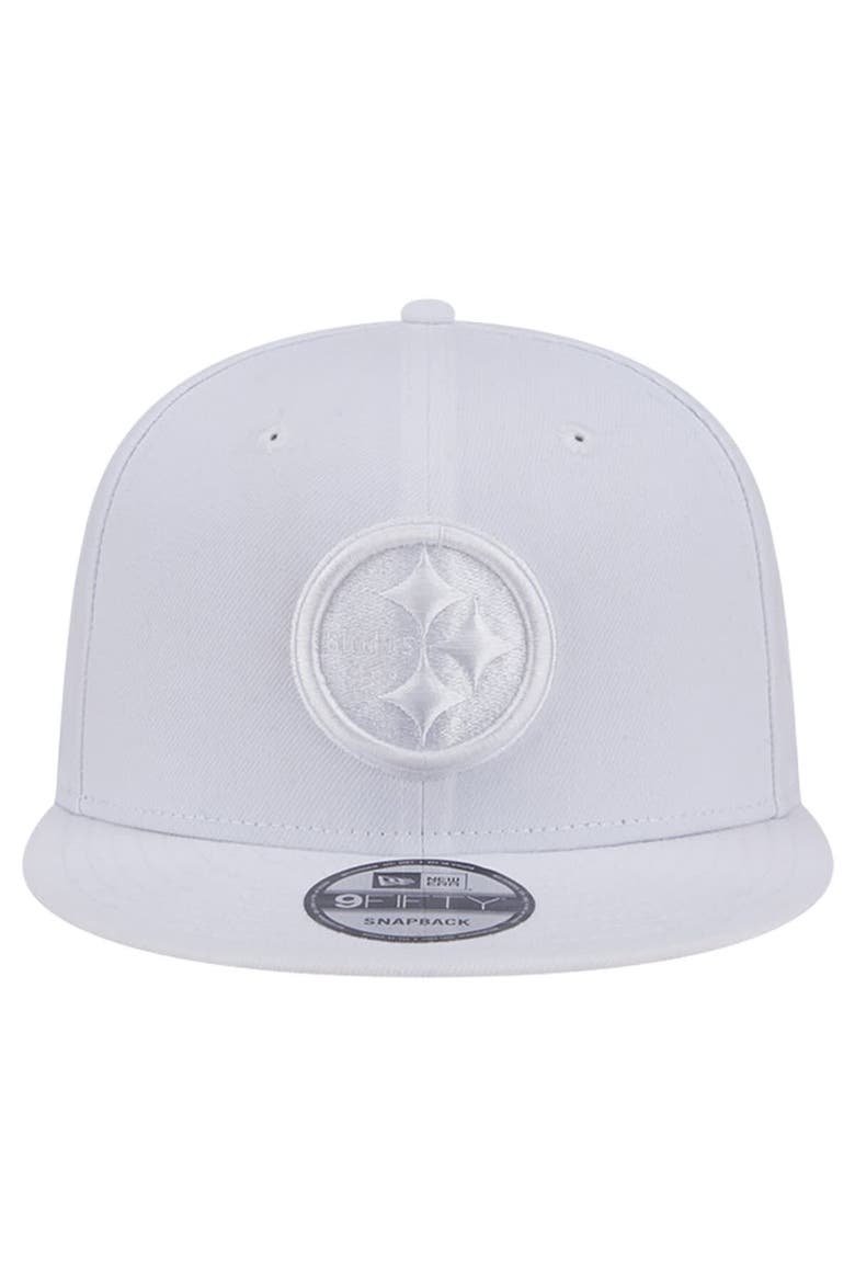 Men's New Era Pittsburgh Steelers Main White on White 9FIFTY Snapback Hat, Alternate, color, White