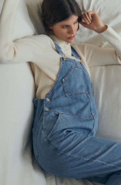 Mango Denim Maternity Overalls In Medium Blue