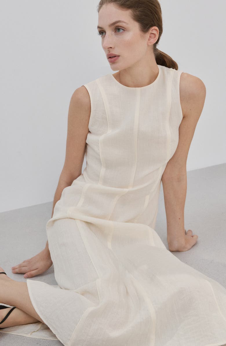 MANGO A-Line Midi Dress, Alternate, color, Ecru