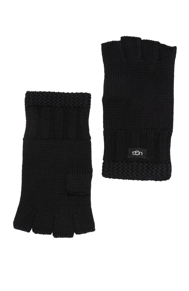 UGG<sup>®</sup> Knit Fingerless Gloves, Main, color, Black