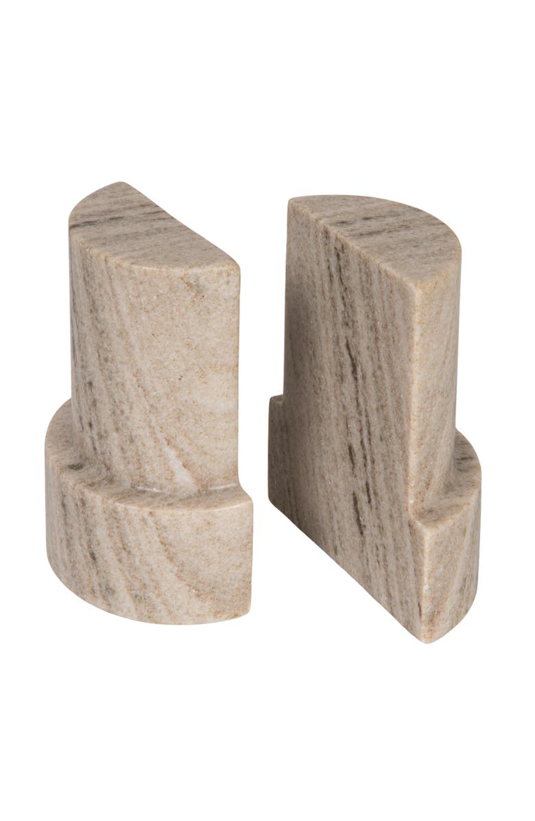 Storied Home 2-Piece Marble Bookends, Beige, Main, color, Beige