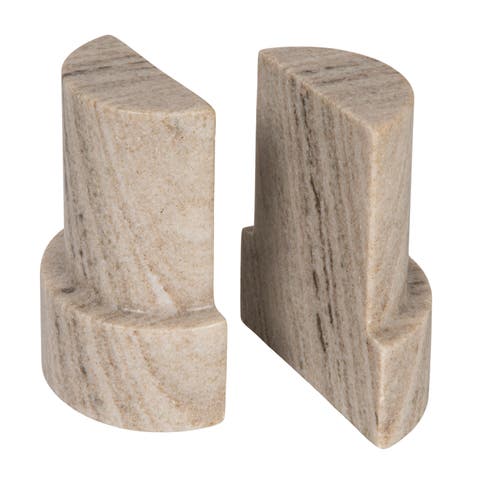 2-Piece Marble Bookends, Beige