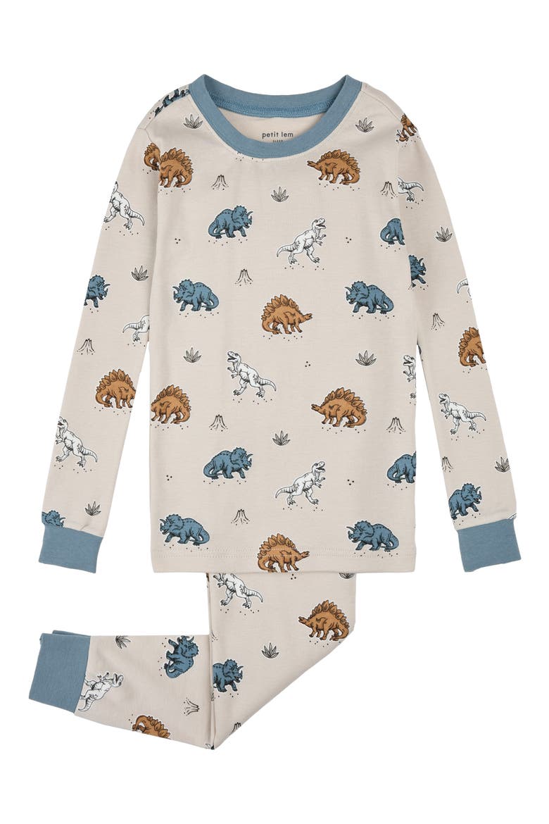Kids' Fitted Two-Piece Organic Cotton Rib Pajamas, Main, color, BEIGE