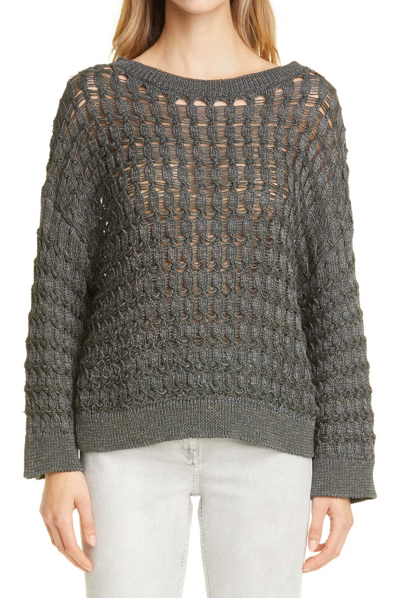 Cotton Blend Sweater, Main, color, GREEN