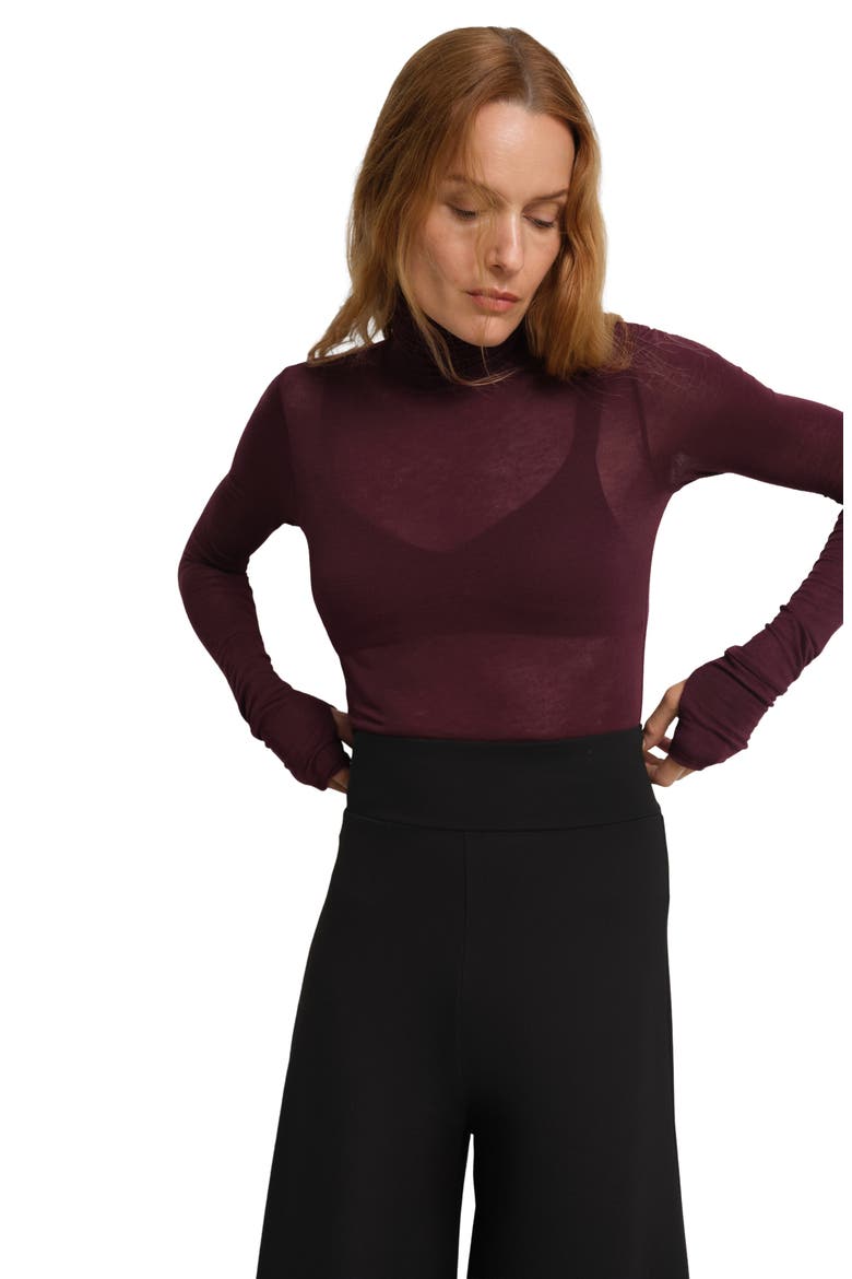 Eloise Sheer Turtleneck, Alternate, color, BURGUNDY