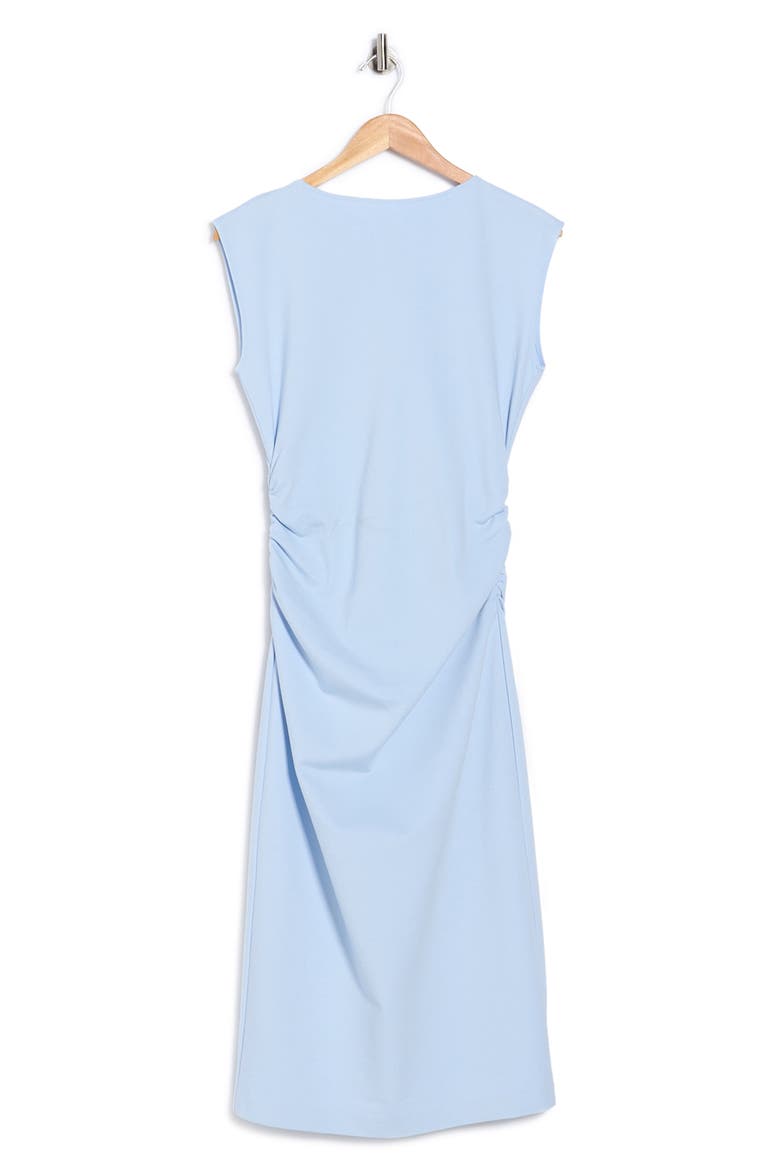 Ruched High Neck Ponte Dress, Alternate, color, BLUE FLOATY