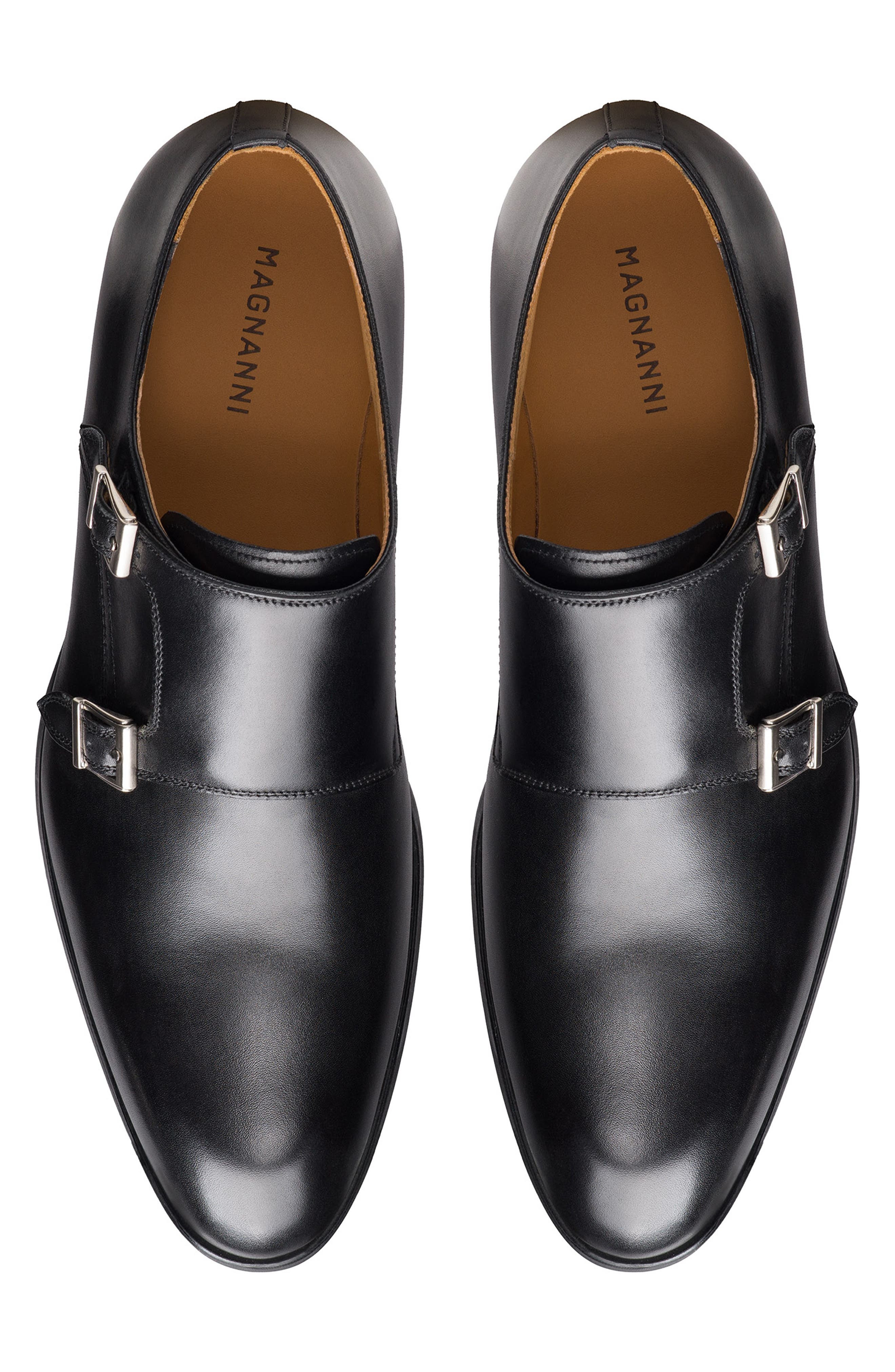 Magnanni Minorca Plain Toe Monk Shoe, Alternate, color, Black