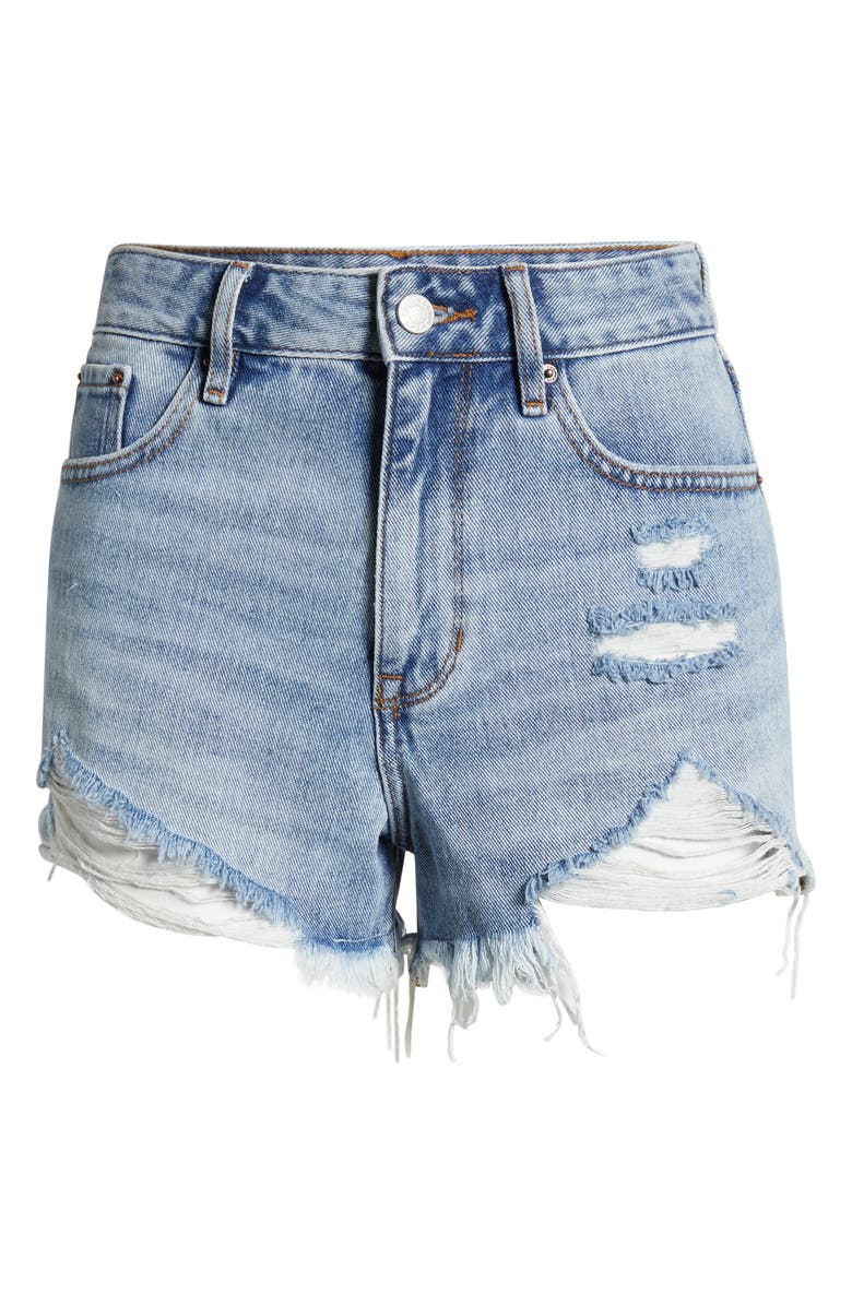 PacSun Emma Festival Destroyed Denim Shorts, Alternate, color, Med Wash