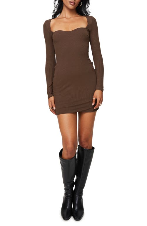 Princess Polly Nolan Long Sleeve Minidress In Burgundy