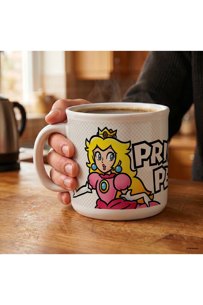 20 oz Super Mario Princess Peach Ceramic Camper Mug, Alternate, color, White