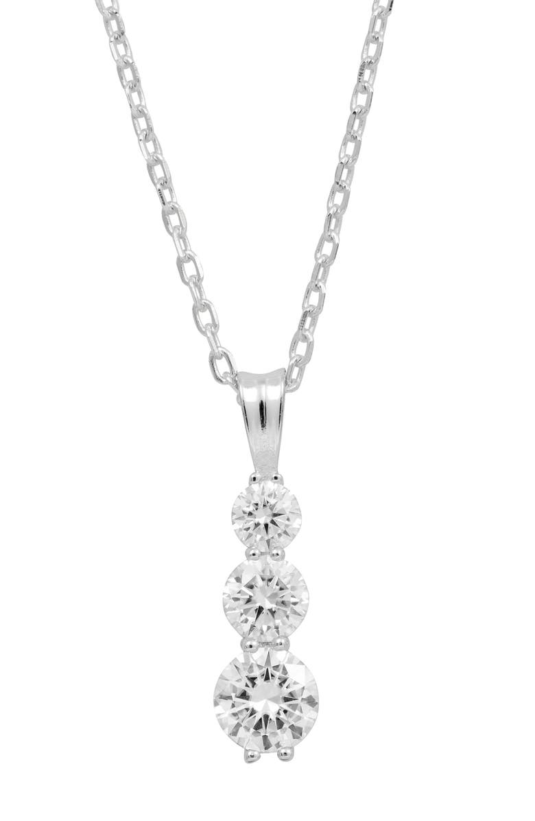 SAVVY CIE JEWELS Moissanite Three Stone Pendant Necklace, Main, color, White