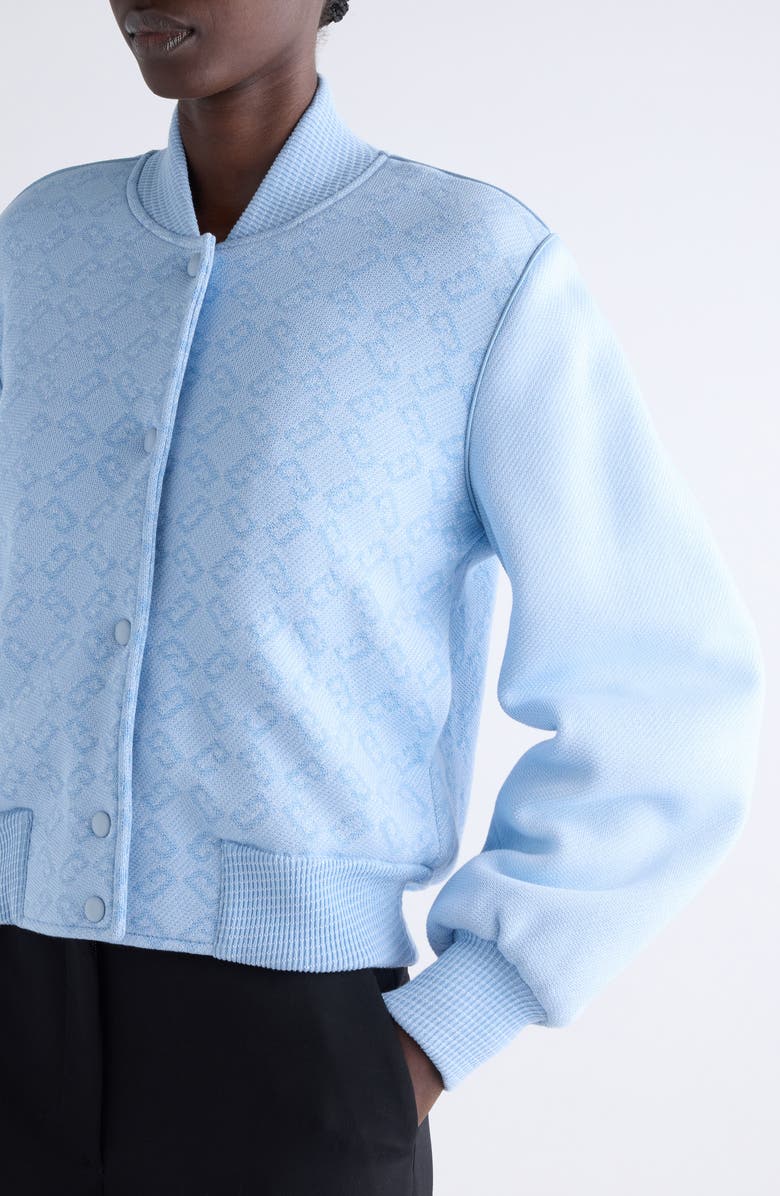 Givenchy Monogram 72 Jacquard Varsity Jacket, Alternate, color, Pale Blue