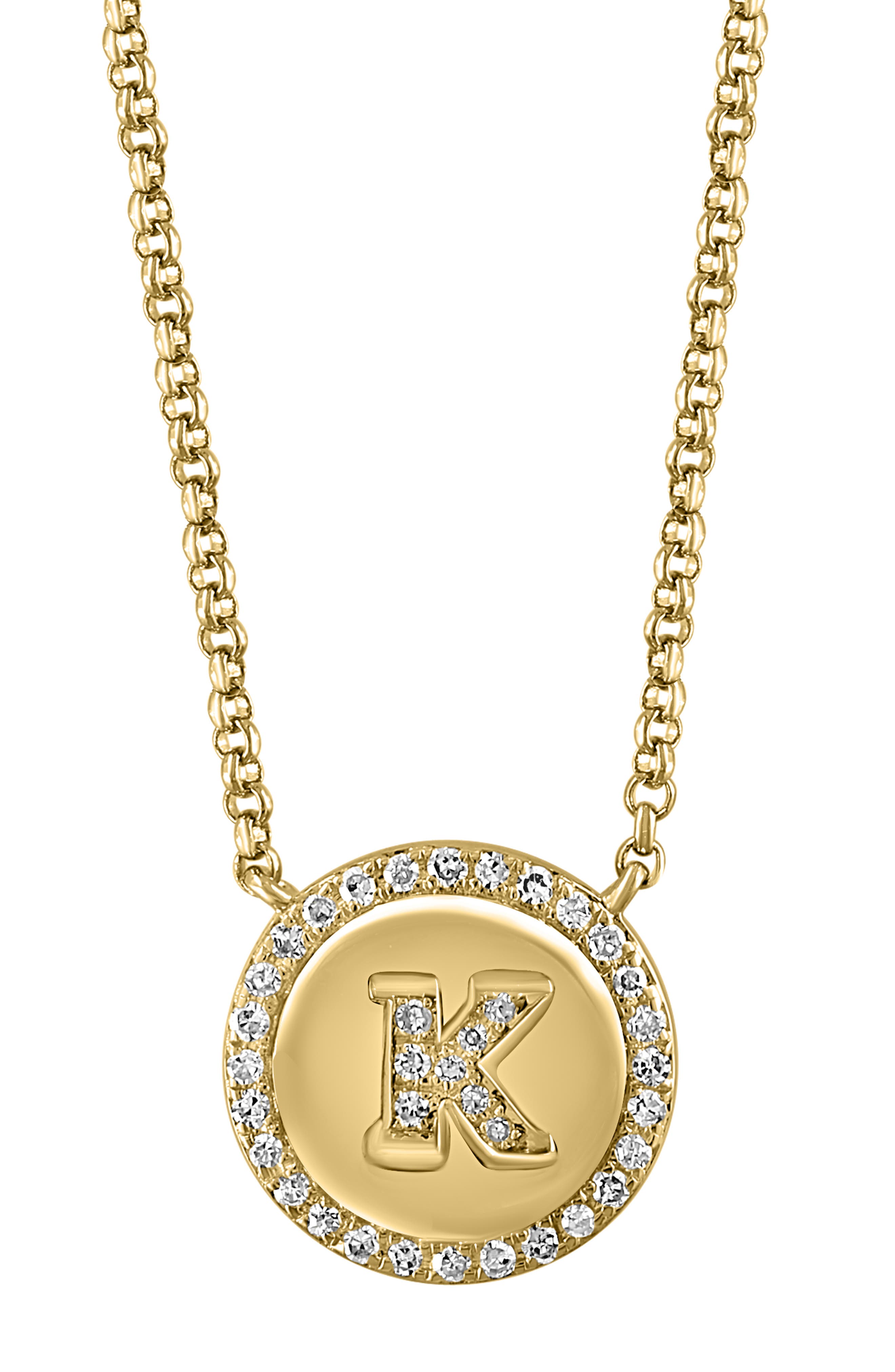 14k Gold Plated Diamond Initial Pendant Necklace