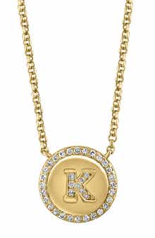 14k Gold Plated Diamond Initial Pendant Necklace